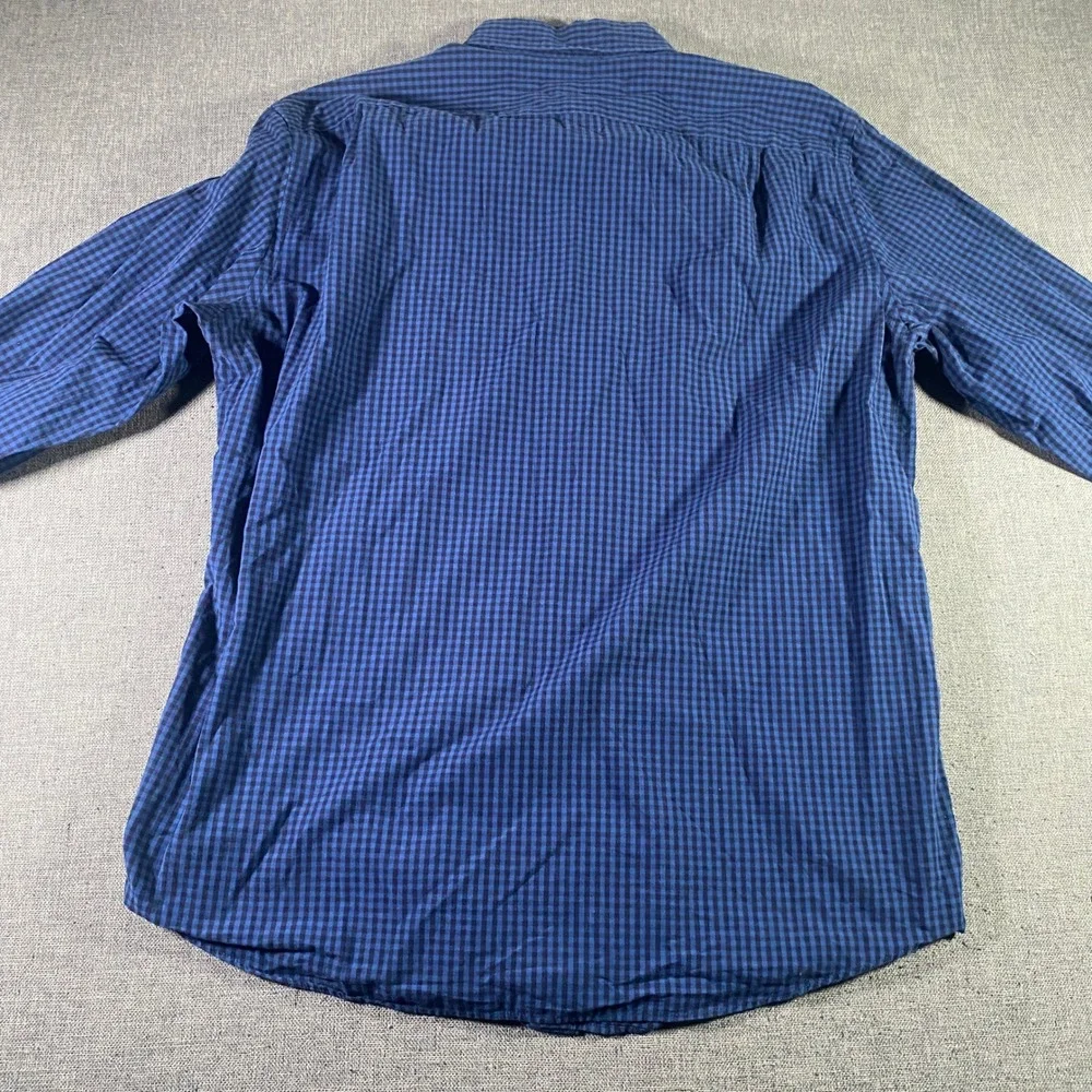 J.Crew Mens Slim‎ Fit Button Down Shirt Blue Gingham Check Long Sleeve L